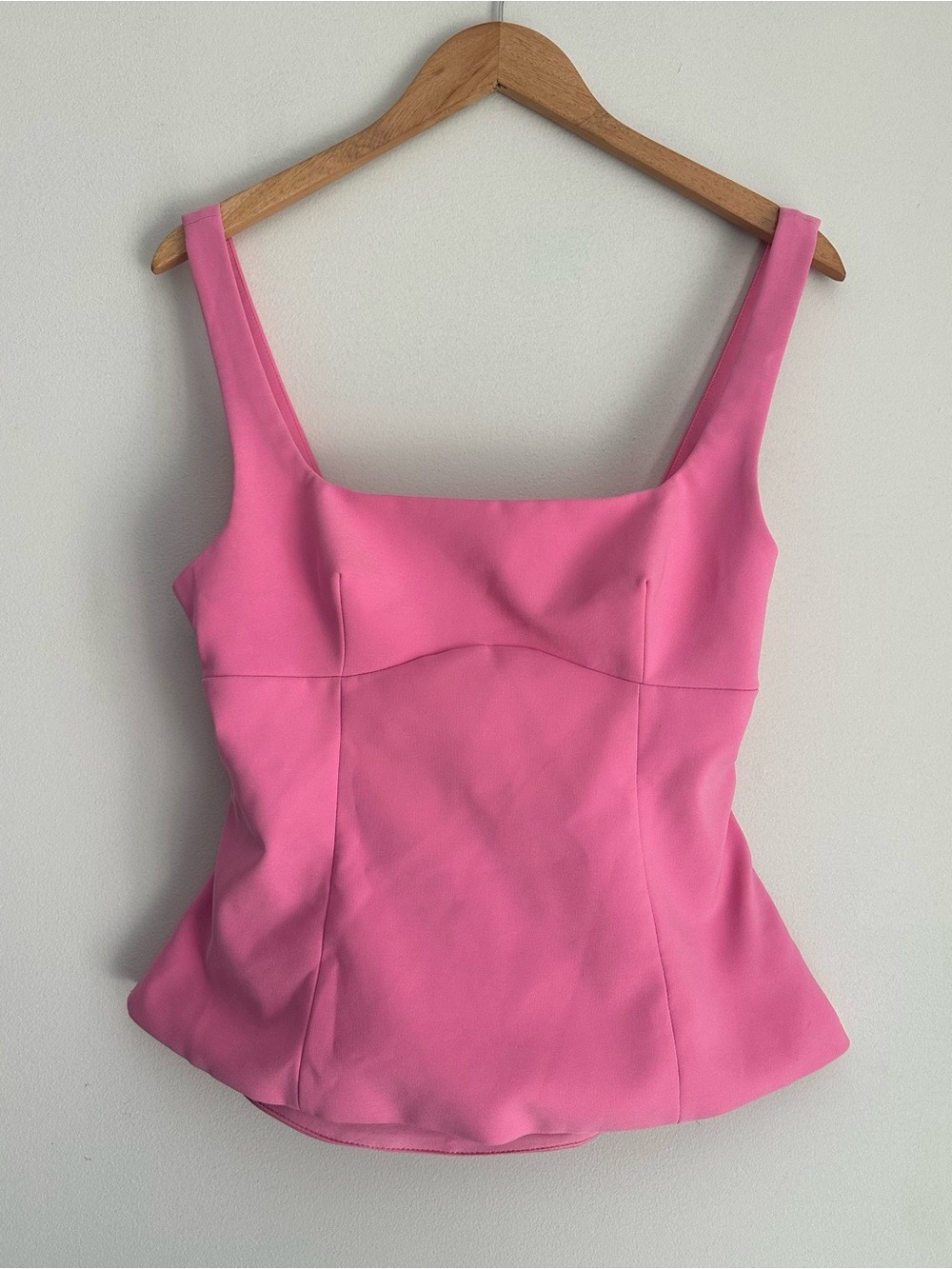 Zara Pink Square-Neck Tailored Top